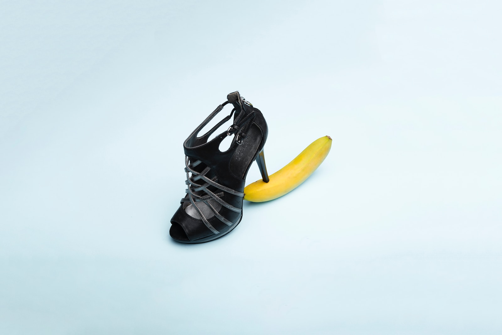black and yellow leather peep toe heeled shoes